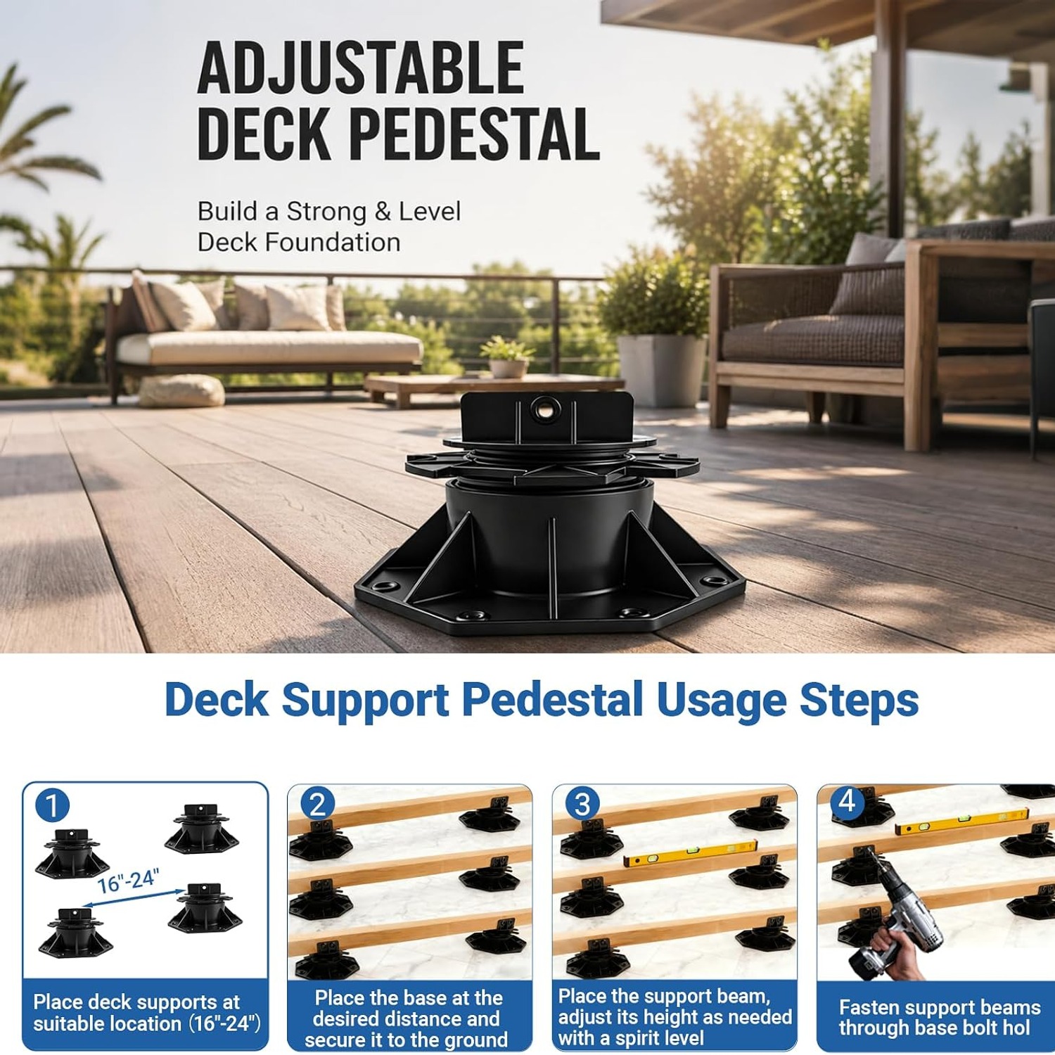 Adjustable Deck Pedestals 12 Pack (60-135mm): image 4
